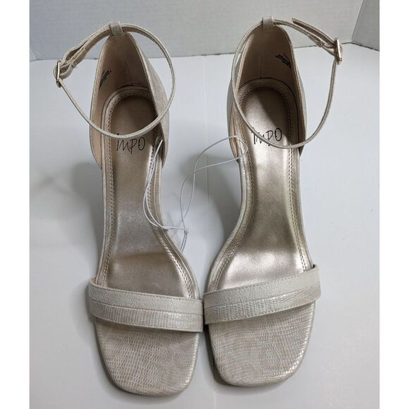 New! Impo Tatum Cream Snake Embossed Giraffe Print Ankle Strap Heel Sandal, 9 - Picture 3 of 8